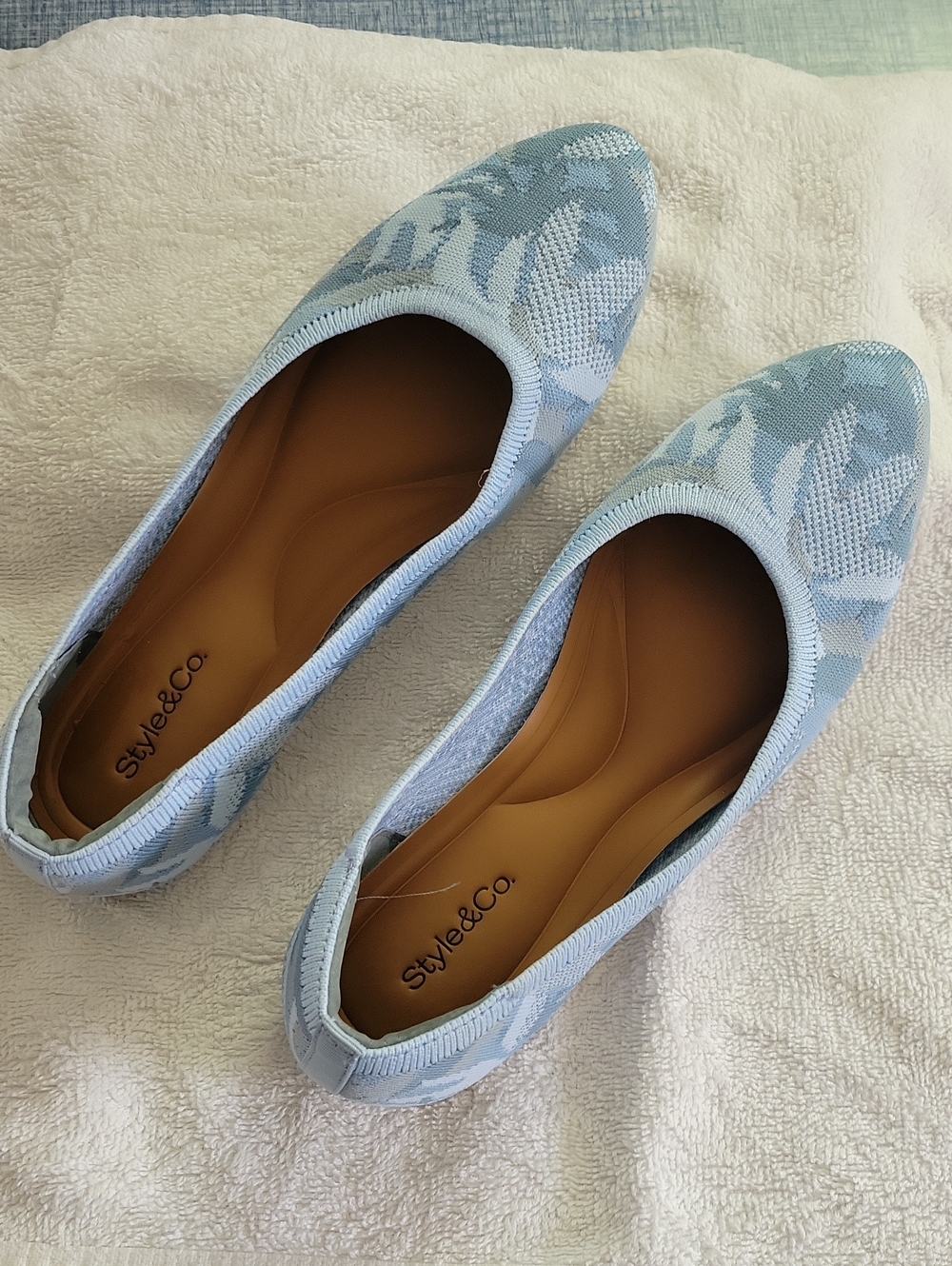 Style & Co. Light Blue Patterned Knit Slip-On Flats Sz 6.5 Med.